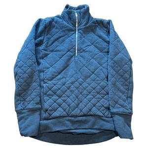 Lululemon Quilted Quarter Zip Pullover‎ Diamond Pattern Navy Blue Size 2 |P1
